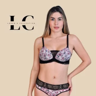 Conjunto estampado flores triang. REF 112701